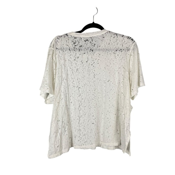 IRO Jeans Grayle Distressed White Cotton Tee Shirt Size M - Picture 9 of 9